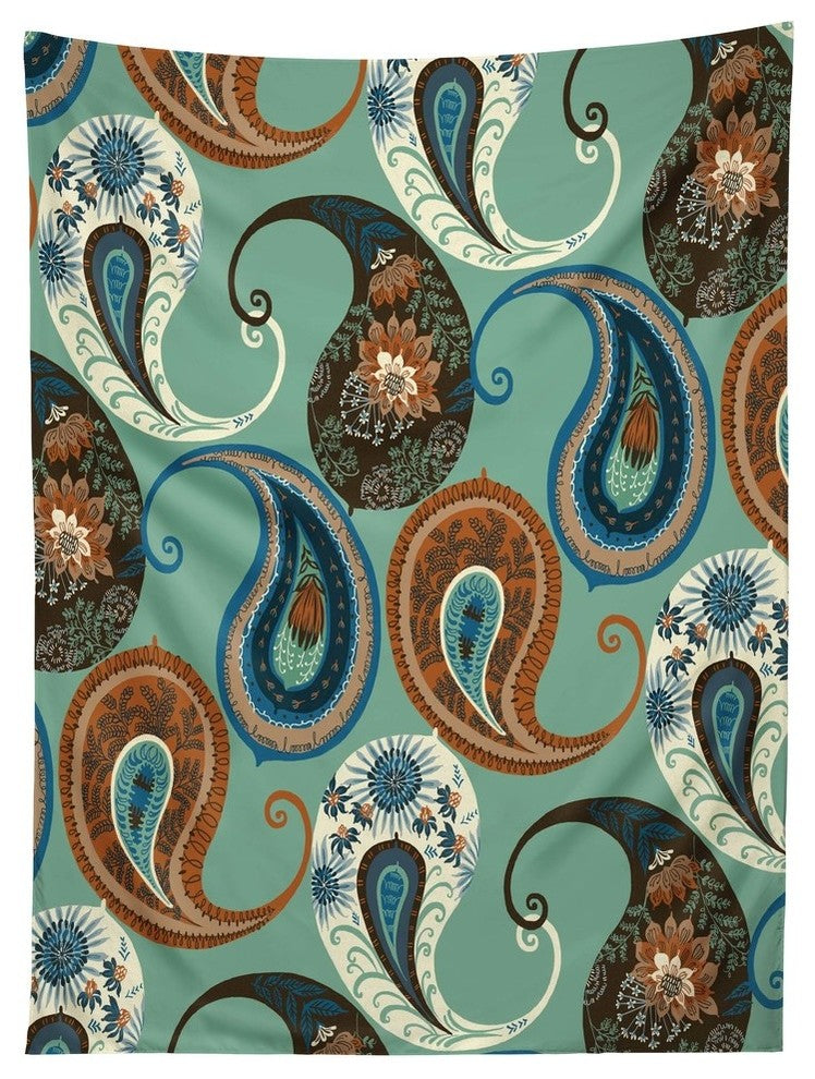 Deny Designs Pimlada Phuapradit Teal Floral Paislys Tapestry