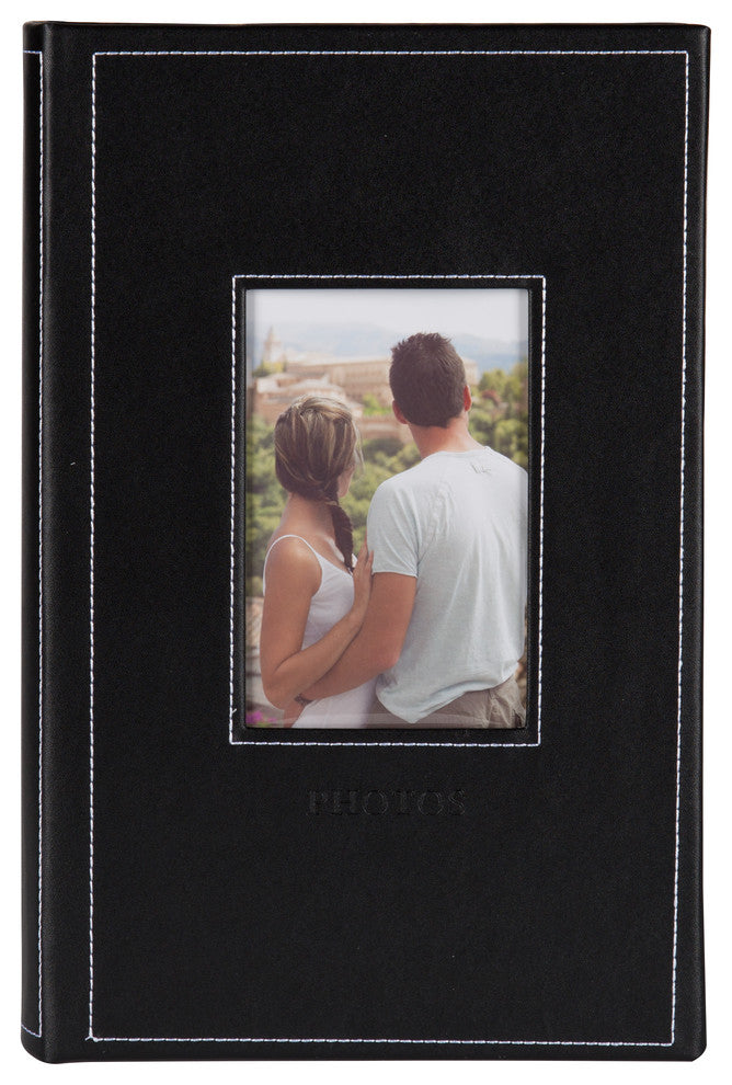 Debossed Faux Leather Photo Album Black, 300 Photos