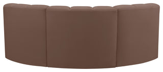 Arc Vegan Leather Upholstered 3-Pc. Inward Curved Modular Sectional, Brown