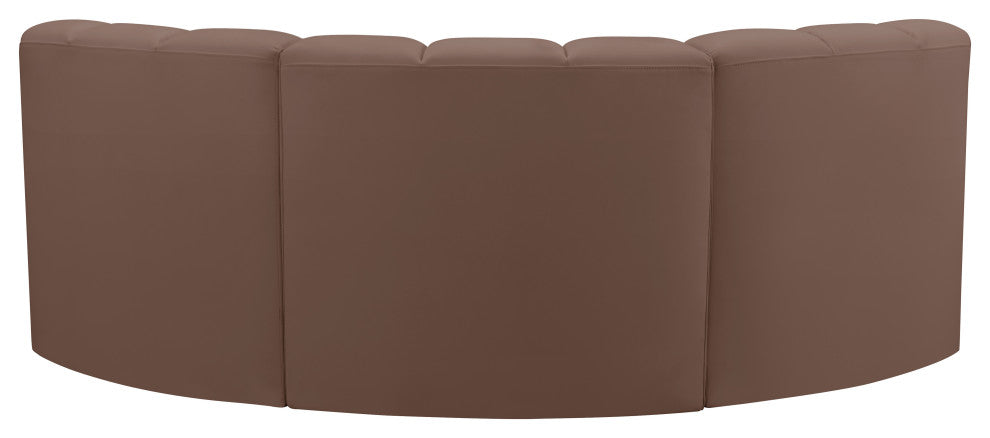 Arc Vegan Leather Upholstered 3-Pc. Inward Curved Modular Sectional, Brown