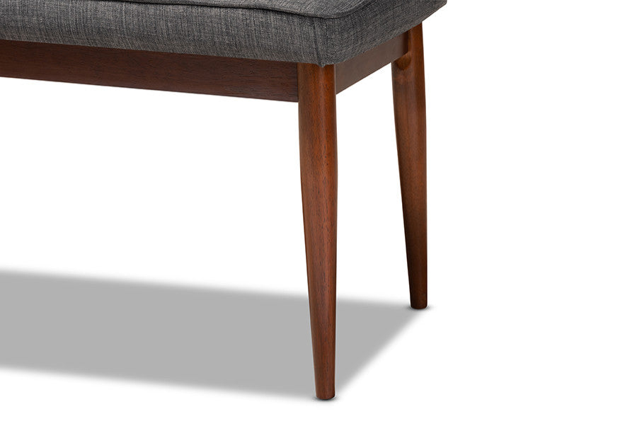 Itami Mid-Century Modern Dark Gray Medium Oaked Wood Dining Bench