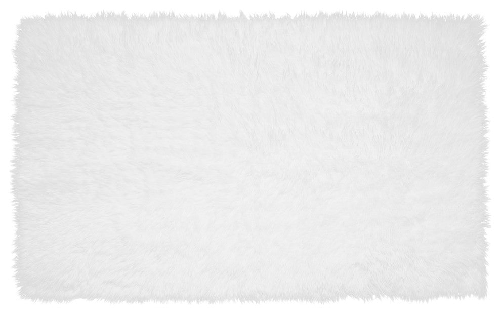 My Magic Carpet Washable Faux Fur White Shag Rug, 3'x5'