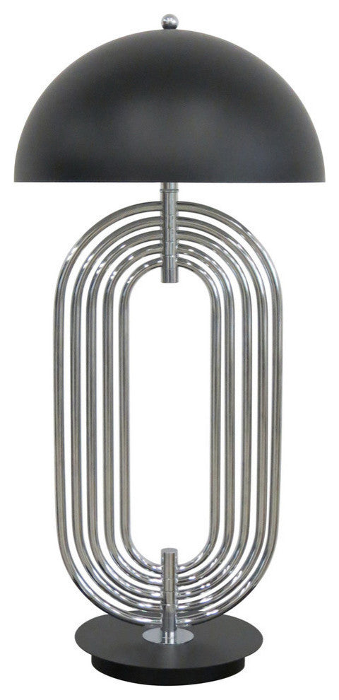 Metal 28" Art Deco Table Lamp, Silver