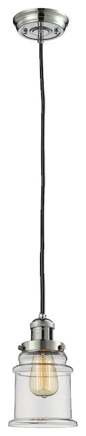 Canton 1-Light LED Mini Pendant, Polished Nickel, Glass: Clear