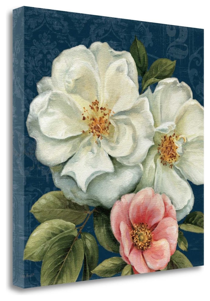 "Floral Damask III On Indigo" By Lisa Audit, Giclee Print on Gallery Wrap Canvas