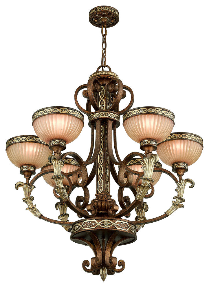 Seville Chandelier, Palatial Bronze With Gilded Accents