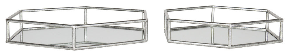 Kate and Laurel Felicia Metal Mirrored Nesting Decorative Trays, Silver