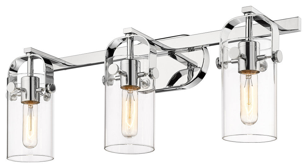 Pilaster Bath Vanity Light, Polished Nickel, Clear
