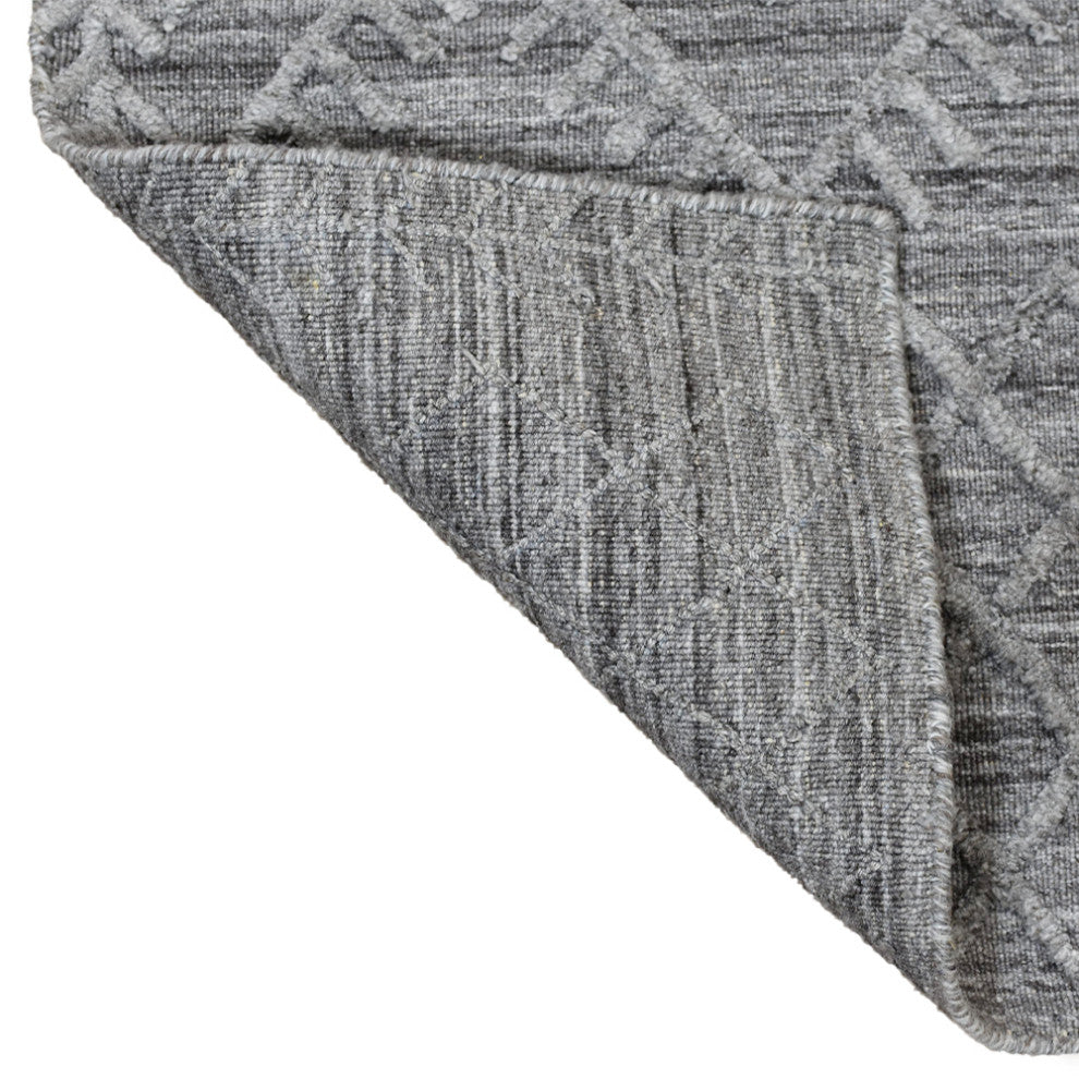 HAND WOVEN FLAT WEAVE KILIM POLYESTER AREA RUGS -Rectangle,Dark Gray,Geometric, [Rectangle] 9'x12'