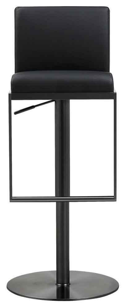 All Black Barstool, PU Black Leather