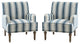 Comfy Living Room Armchair With Stripe Design Set of 2, Navy
