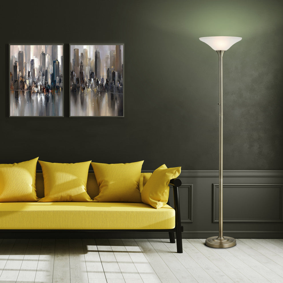 Classic Coordinates, 71" LED Dimmable Torchiere Floor Lamp with Hammered Glass