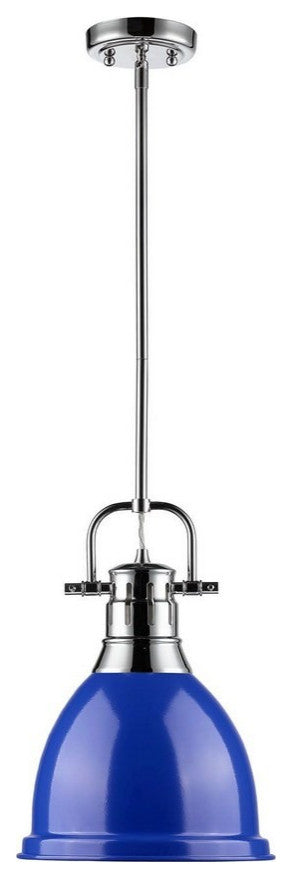 1 Light Vintage Industrial Ceiling Pendant in Chrome Matte Black Shade-Chrome