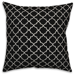 Black and White Quatrefoil 18x18 Throw Pillow Cover