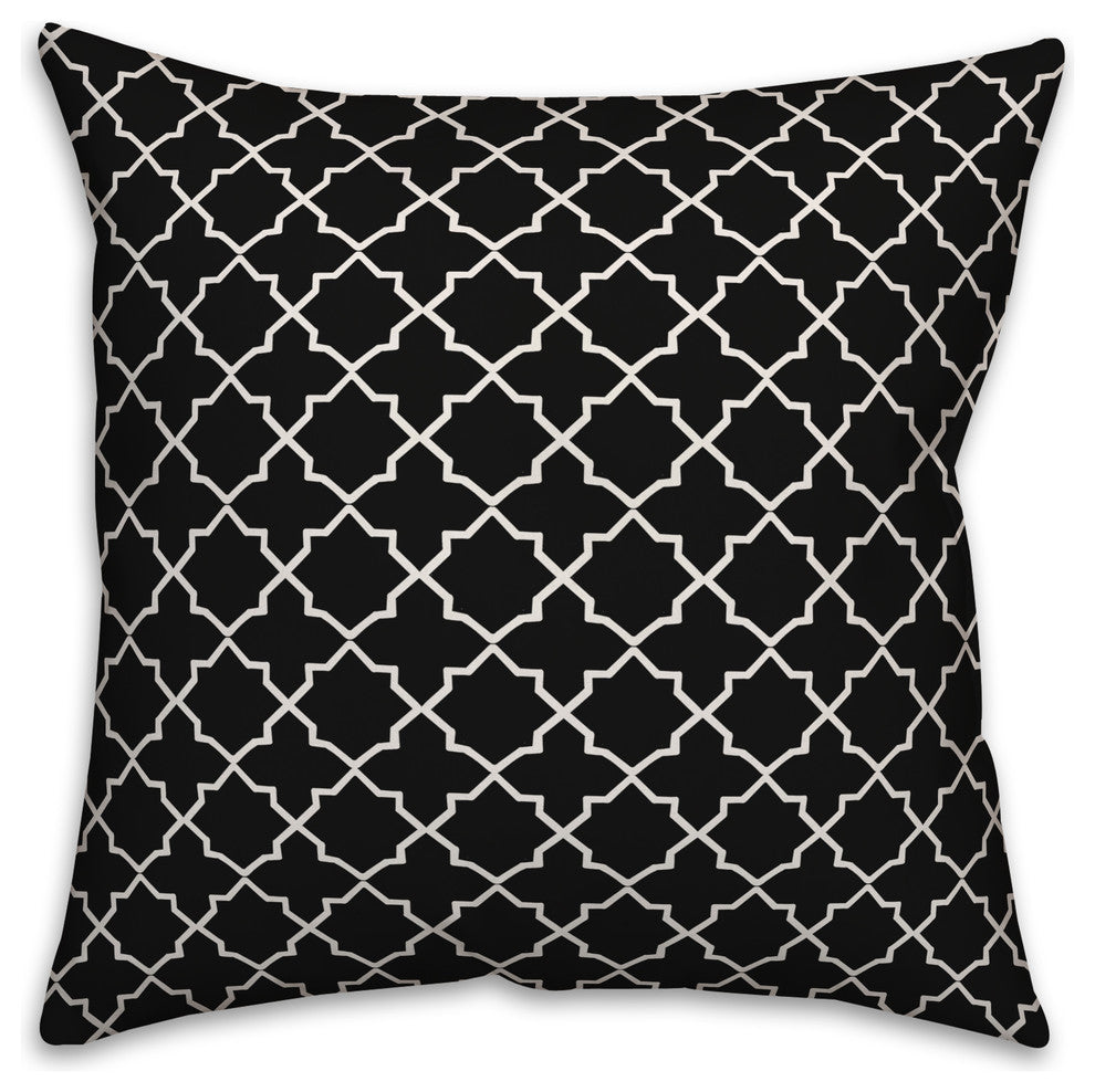 Black and White Quatrefoil 18x18 Throw Pillow Cover