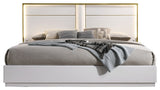 Havana Platform White With Gold Trimming Bed, Eastern King