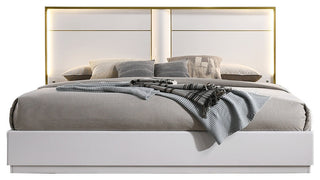 Havana Platform White With Gold Trimming Bed, Eastern King