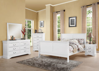 ACME Louis Philippe III EK Bed, White, Queen Bed