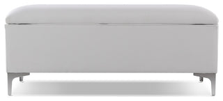Madelyn Modern Storage Bench With Stainless Steel Legs, Bright White