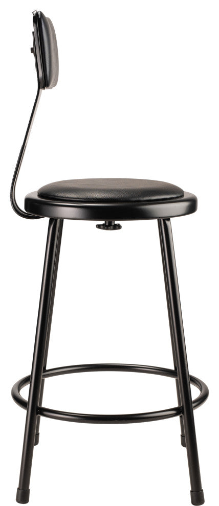 NPS 24"Heavy Duty Vinyl Padded Steel Stool With Backrest, Black