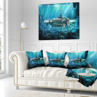 Fantastic Submarine Abstract Throw Pillow, 18"x18"