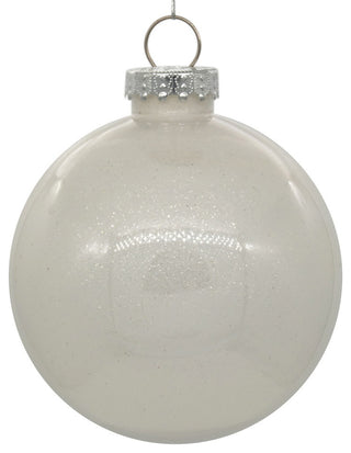 Clear Ornament With Glitter Interior , White, 6"