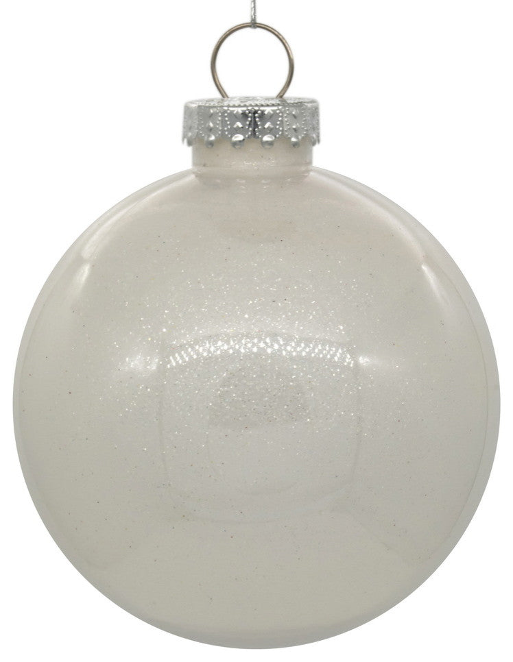 Clear Ornament With Glitter Interior , White, 6"