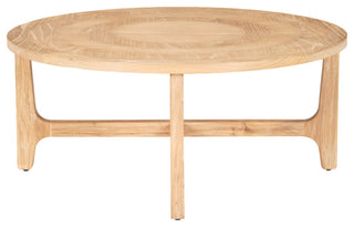 39" Natural and White Solid Wood Round Distressed Coffee Table