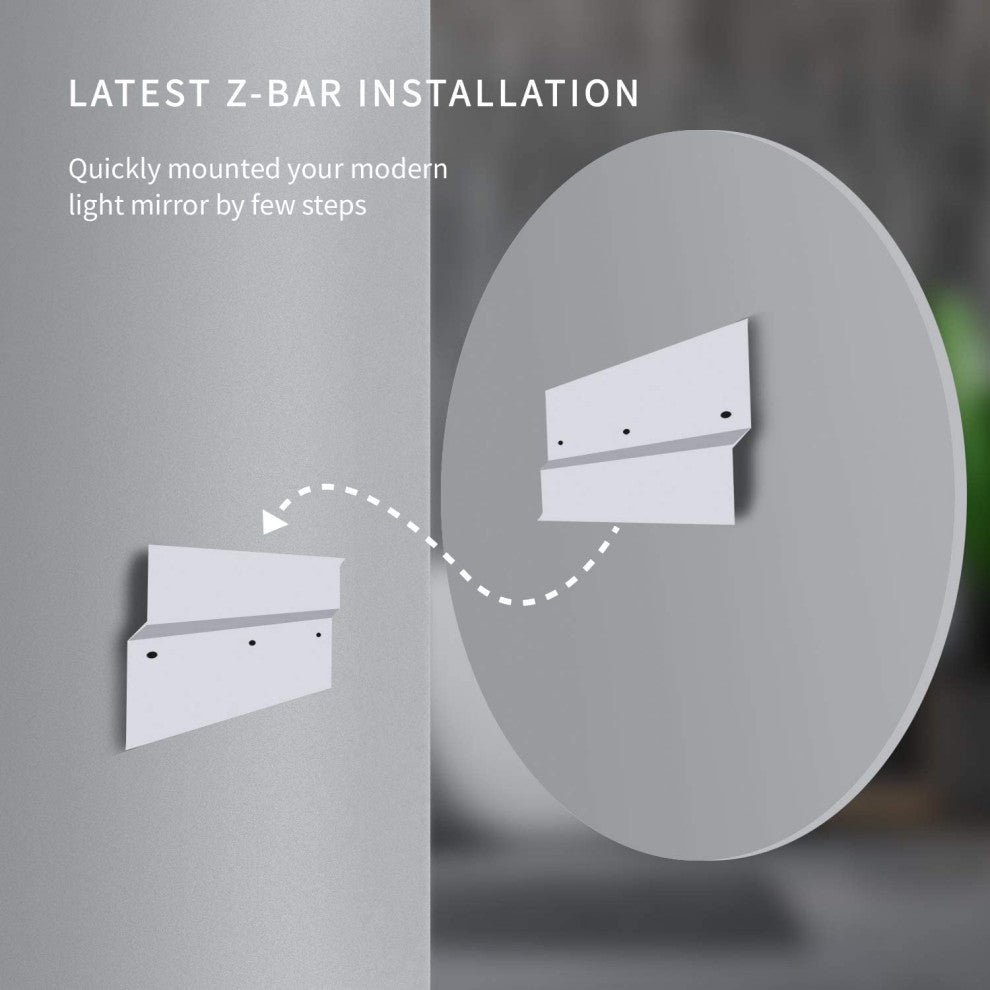24Inch Round Backlit Frameless Anti-fog Dimmable LED Mirror