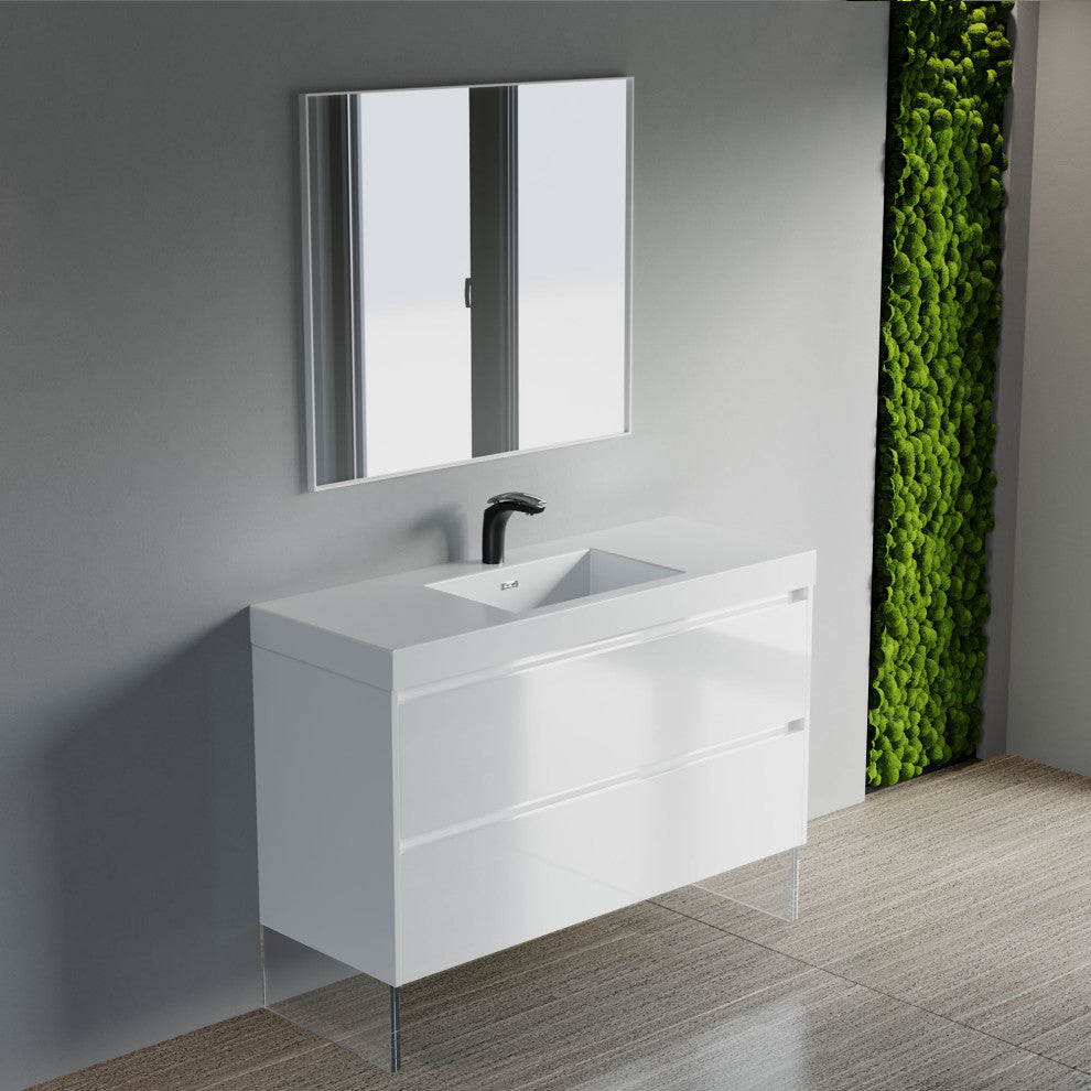 Wright 48" Single Bathroom Vanity Set, Gloss White