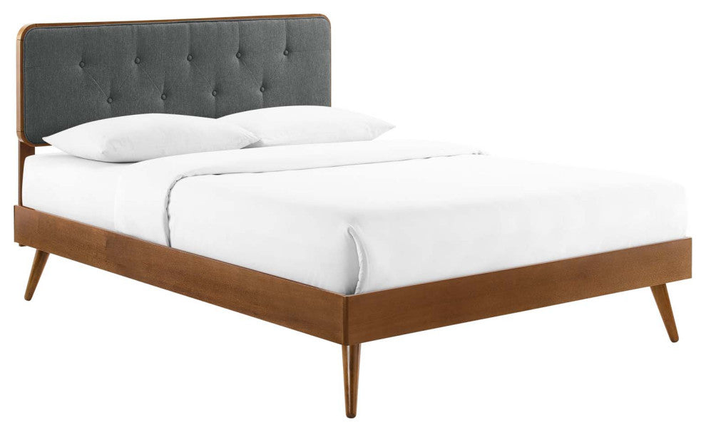 Bridgette Queen Wood Platform Bed With Splayed Legs Walnut Charcoal