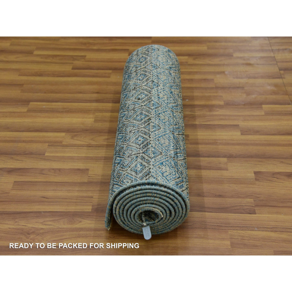 Yale Blue Kohinoor Herat Design 100% Wool Hand Knotted Runner Rug 2'6"x12'