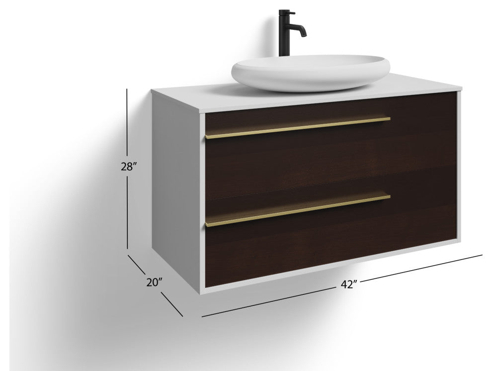 The Rhone Bathroom Vanity, Smoke Grey, 42", Single Sink, Wall Mounted