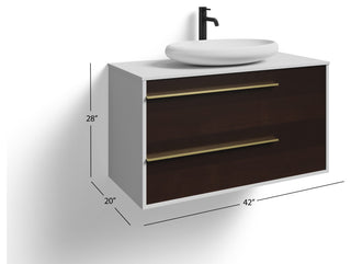 The Rhone Bathroom Vanity, Smoke Grey, 42", Single Sink, Wall Mounted