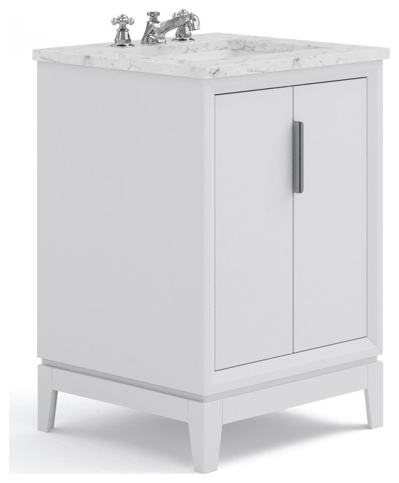 Elizabeth 24" Single Sink Carrara White Marble Vanity, Pure White