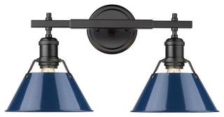 Orwell 2-Light Vanity Light in Matte Black with Matte Navy