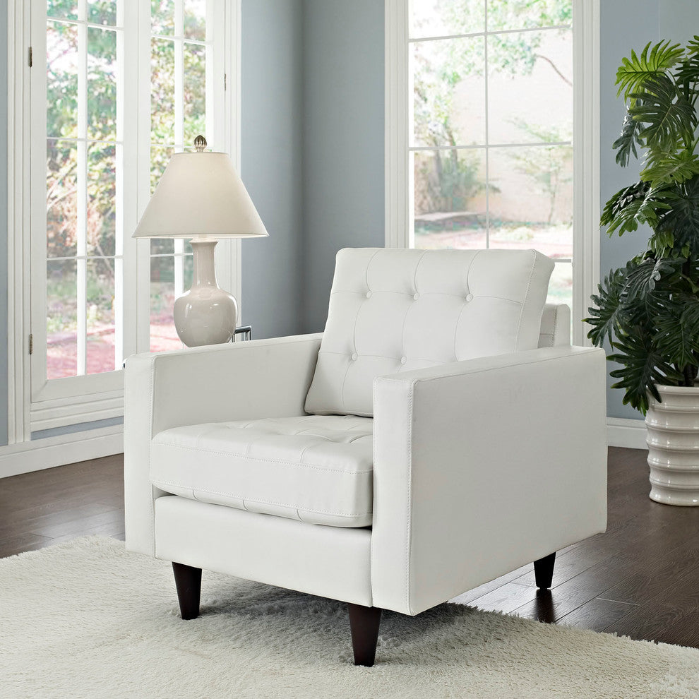 Modern Contemporary Living Room Leather Armchair White