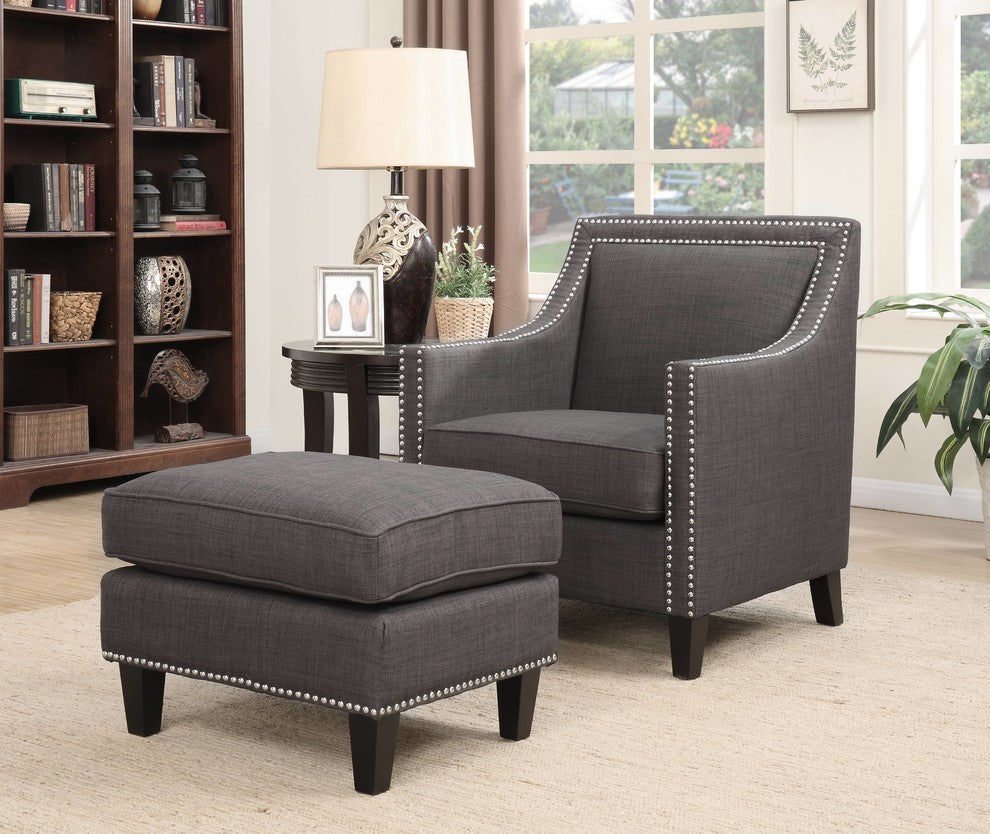 Emery Chair and Ottoman, Charcoal