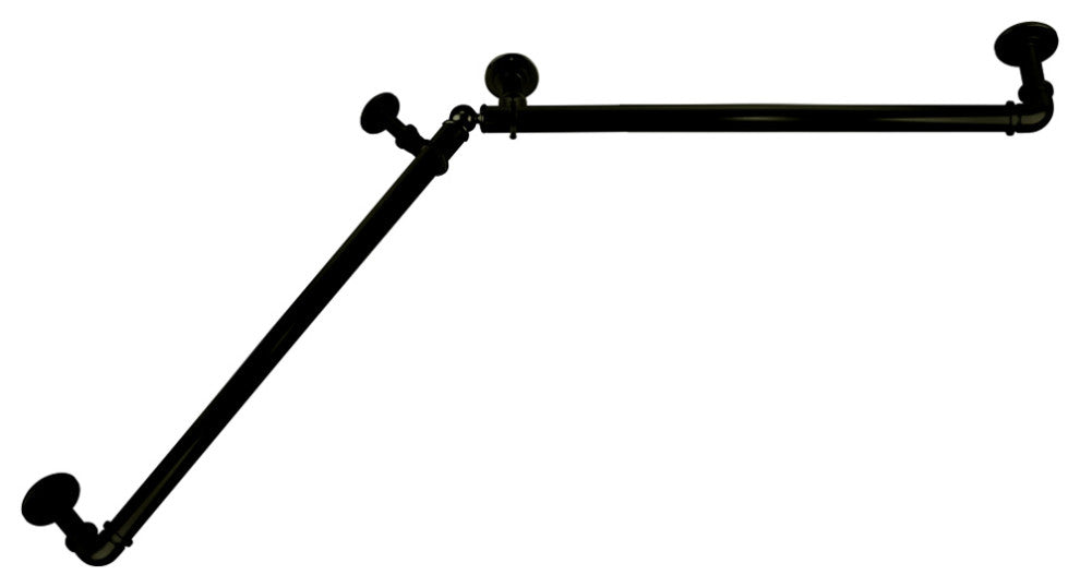 1" Blackout Corner Curtain Rod, Black, 48-84"