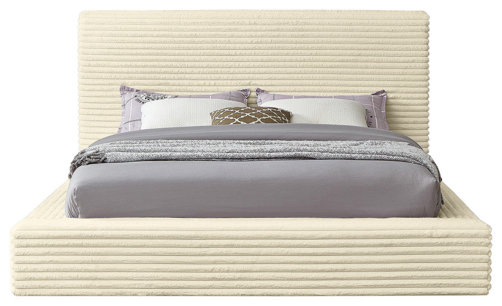 Dexter Upholstered Bed, Cream, King, Corduroy Fabric