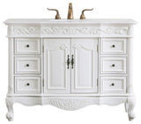 42" Single Bathroom Vanity, Antique White With Ivory White Engineered Marble, Antique White, 48