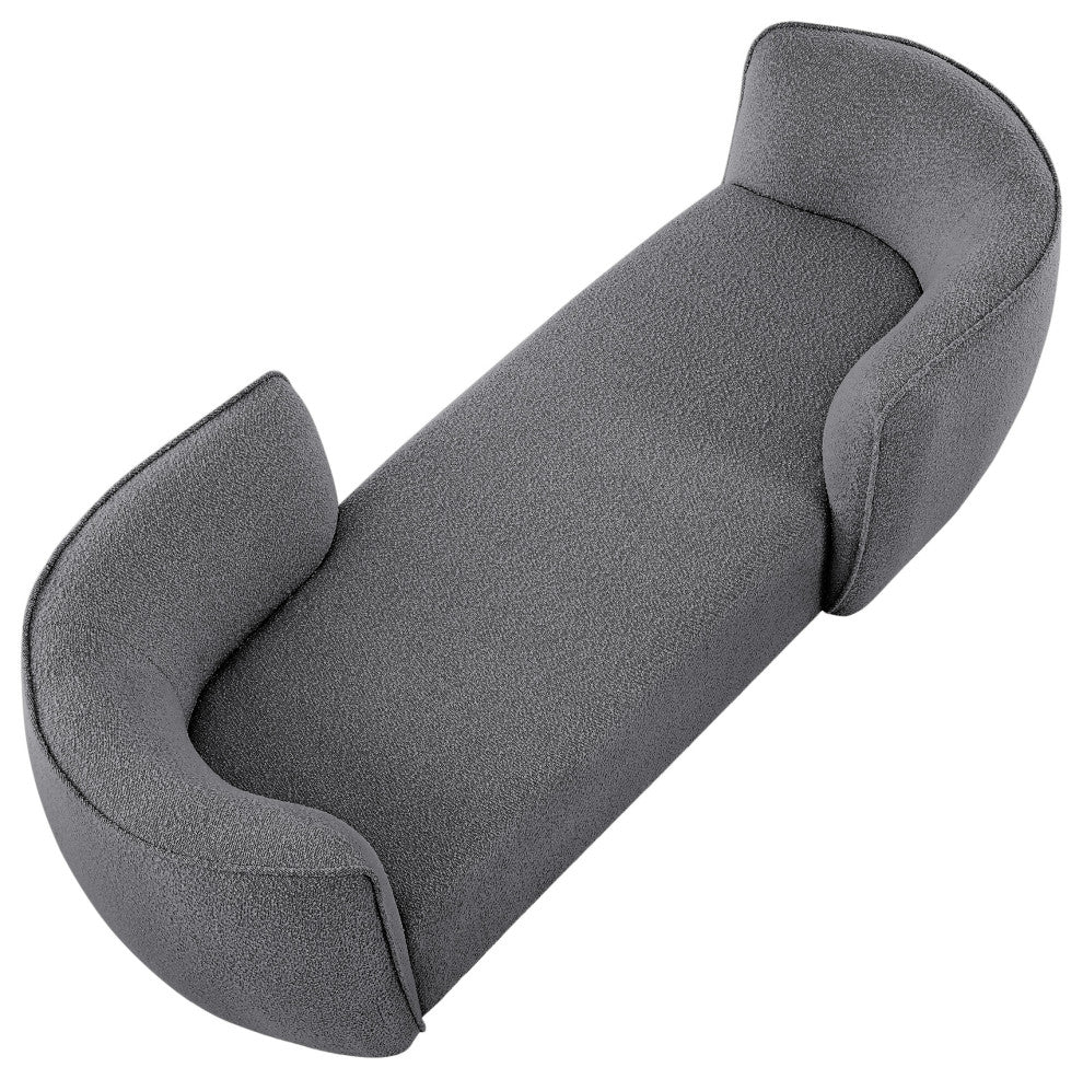 Hilton Boucle Fabric Upholstered Chaise Lounge, Grey