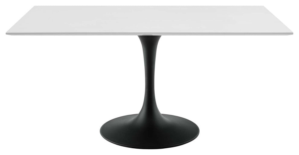 Modern Designer Room Rectangle Dining Table, Wood Metal Steel, Black White