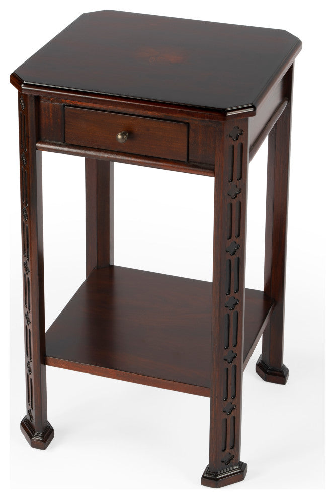 Moyer Wood Side Table With Storage, Dark Brown