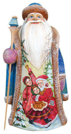 Christmas Ready Santa, Woodcarved Figurine