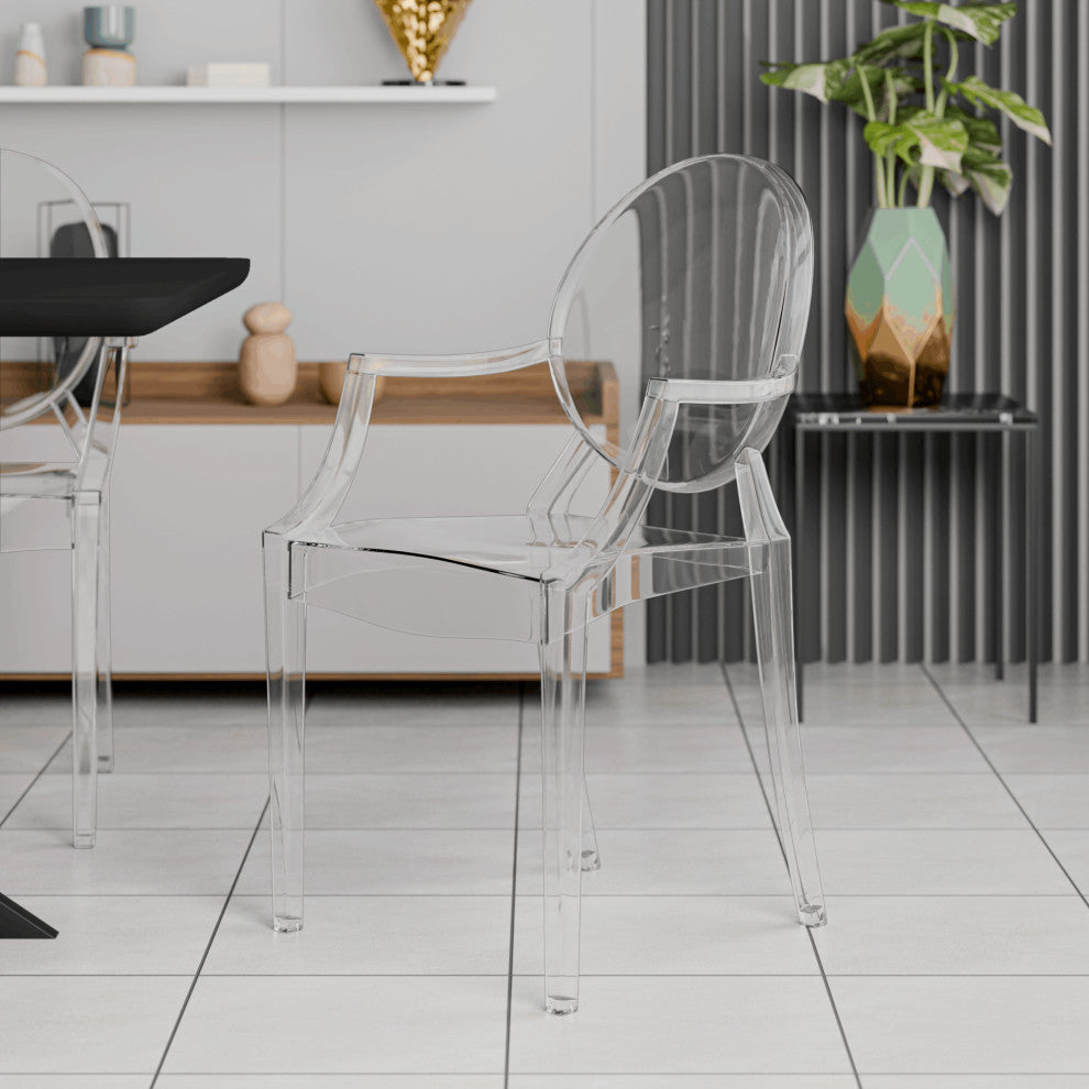 LeisureMod Carroll Modern Acrylic Dining Side Chair, Clear