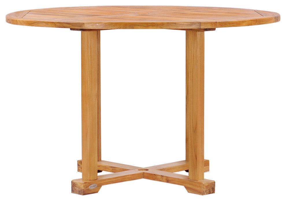 Teak Wood Hatteras Small Round Outdoor Patio Dining Table, 39"