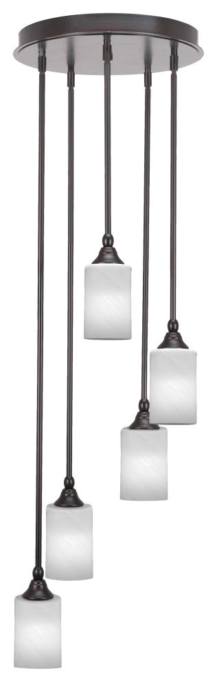 Empire 5-Light Cluster Pendalier, Espresso/White Marble