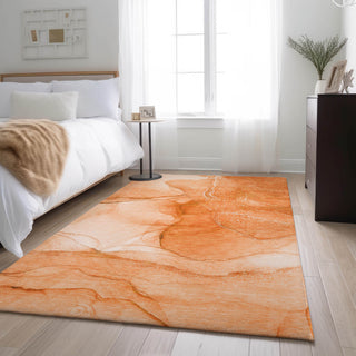 Premium Machine Washable Mayfield AMF507 Orange 8' x 10' Rug