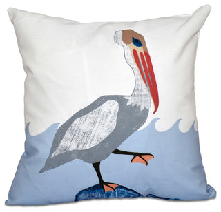 Bird Wave, Animal Print Pillow, Gray, 20"x20"